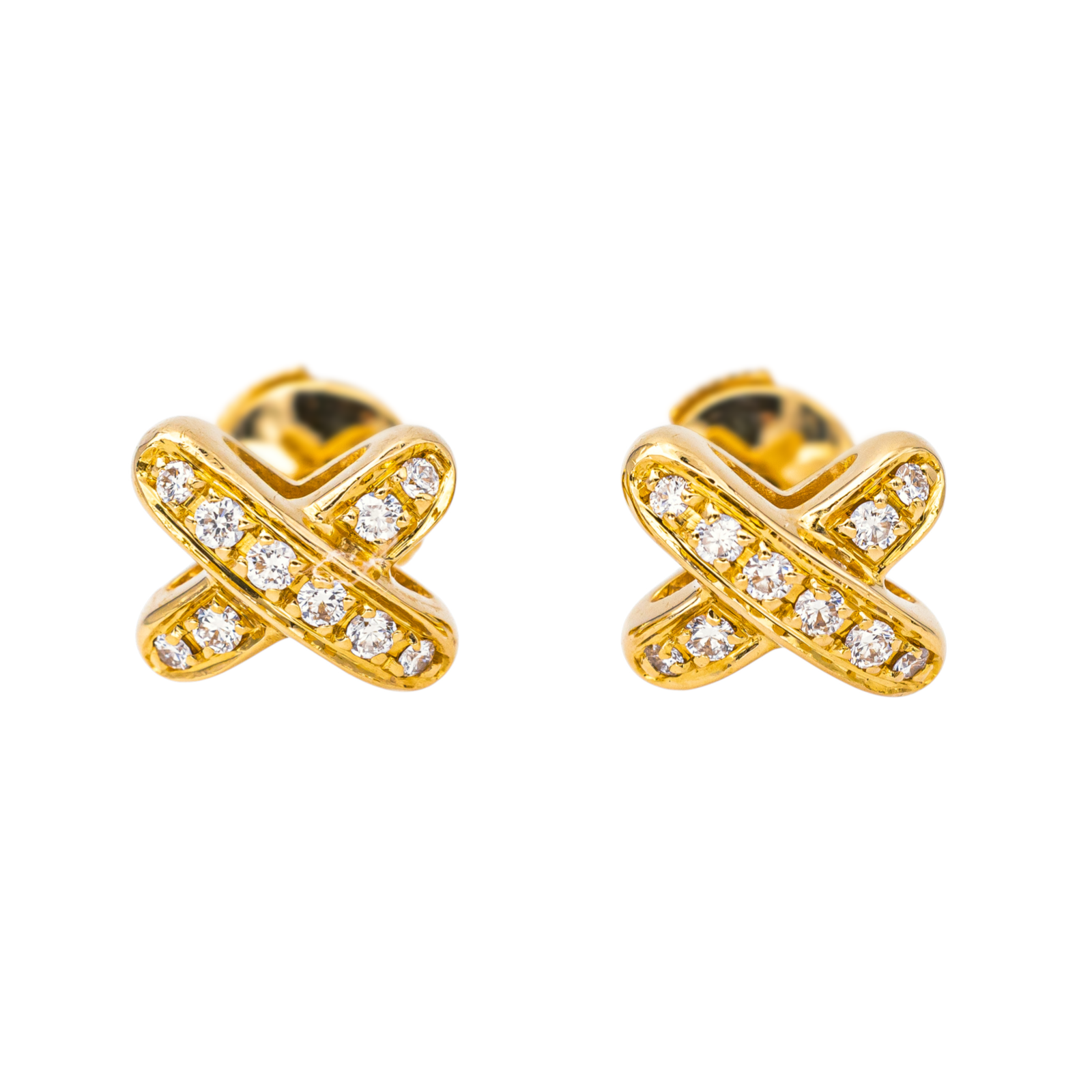 Chaumet Boucles d'oreilles Puces Jeux de Liens  Or jaune  Diamant