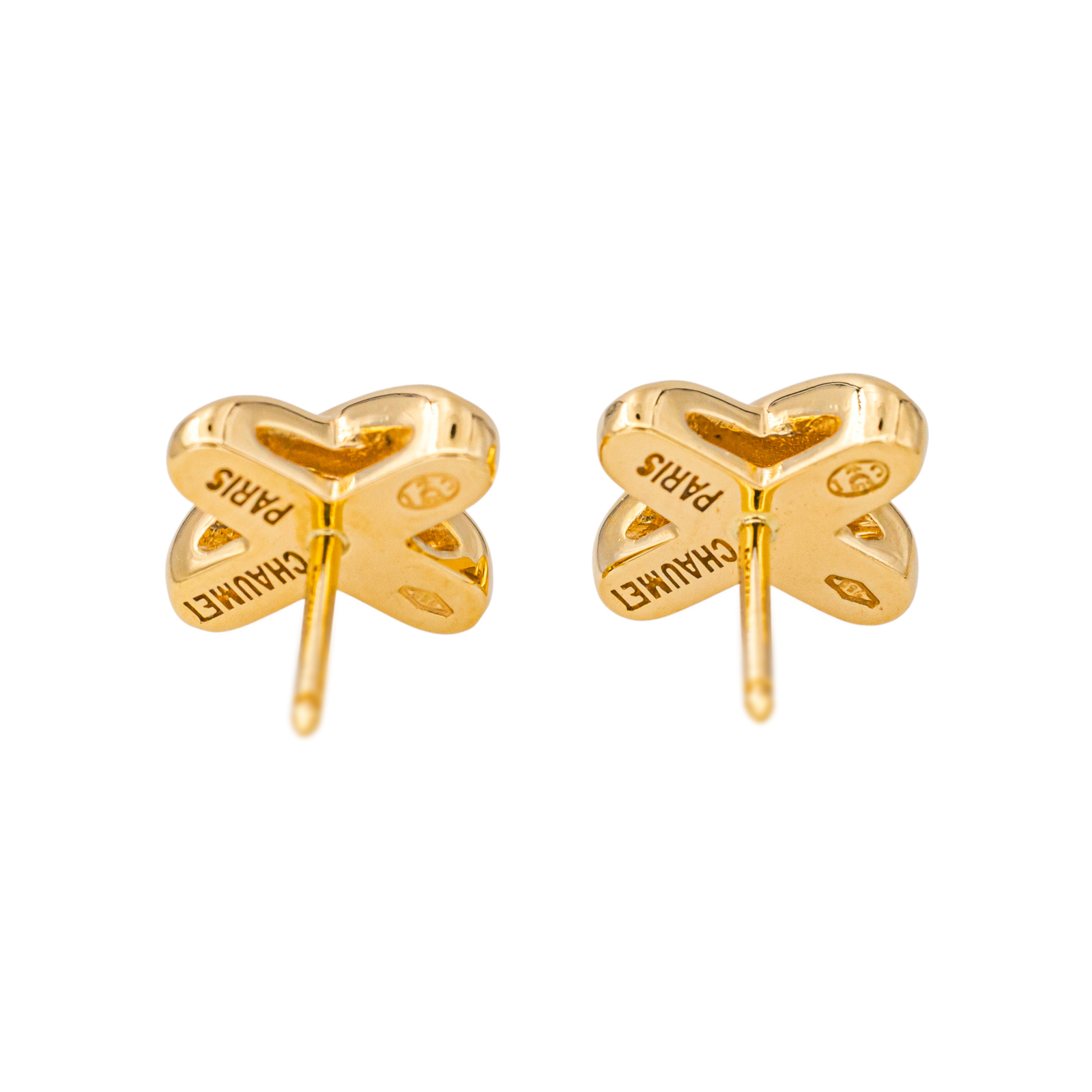 Chaumet Boucles d'oreilles Puces Jeux de Liens  Or jaune  Diamant