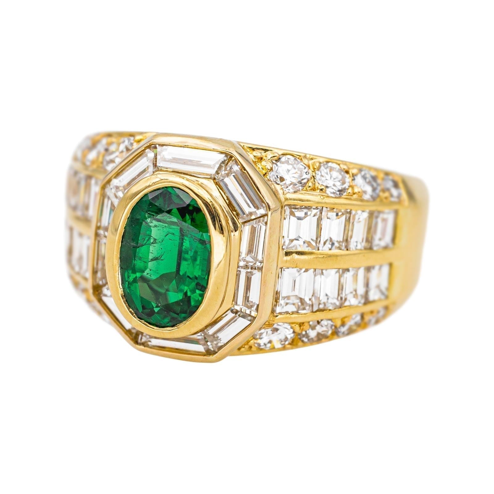 Bague Or jaune Emeraude, Diamant