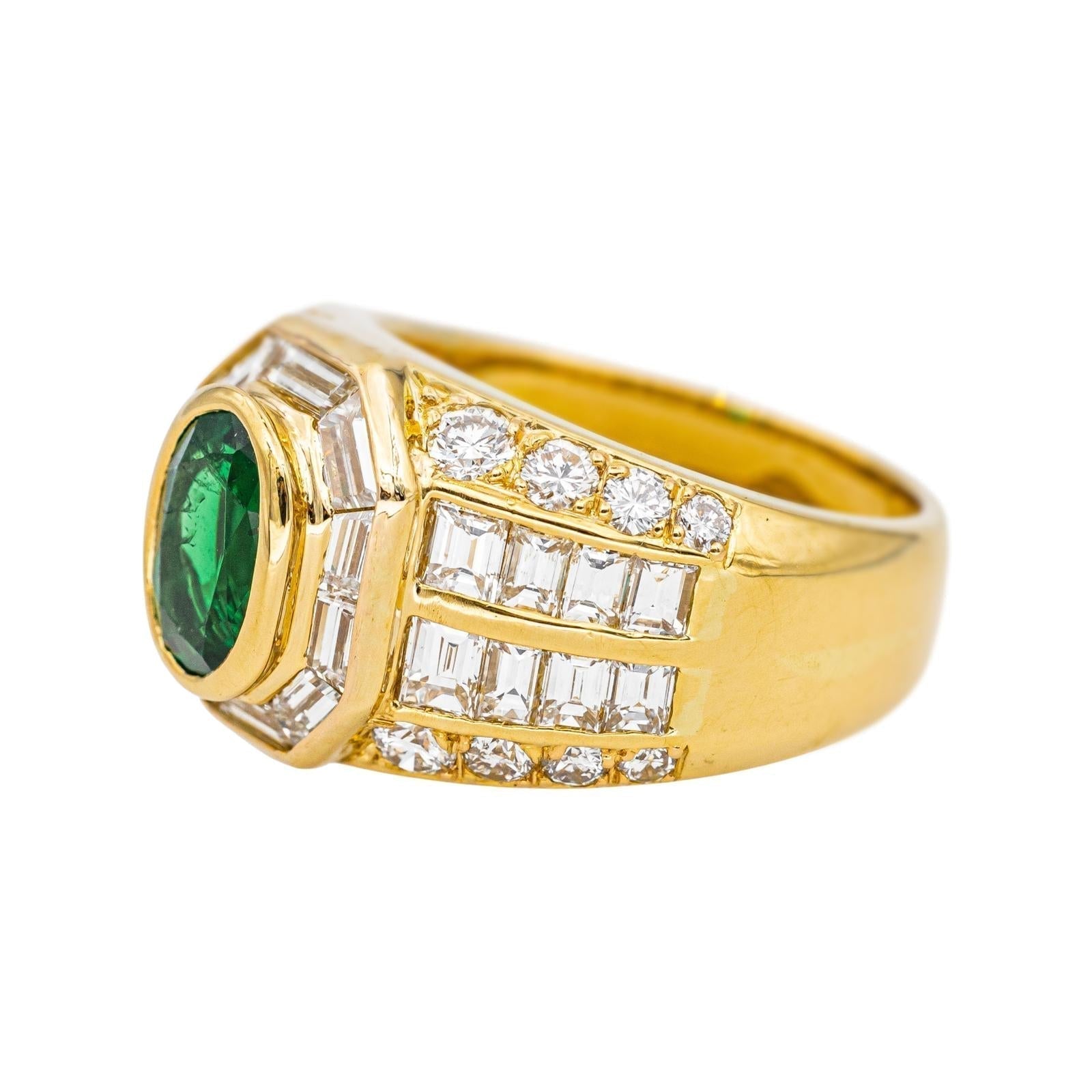 Bague Or jaune Emeraude, Diamant