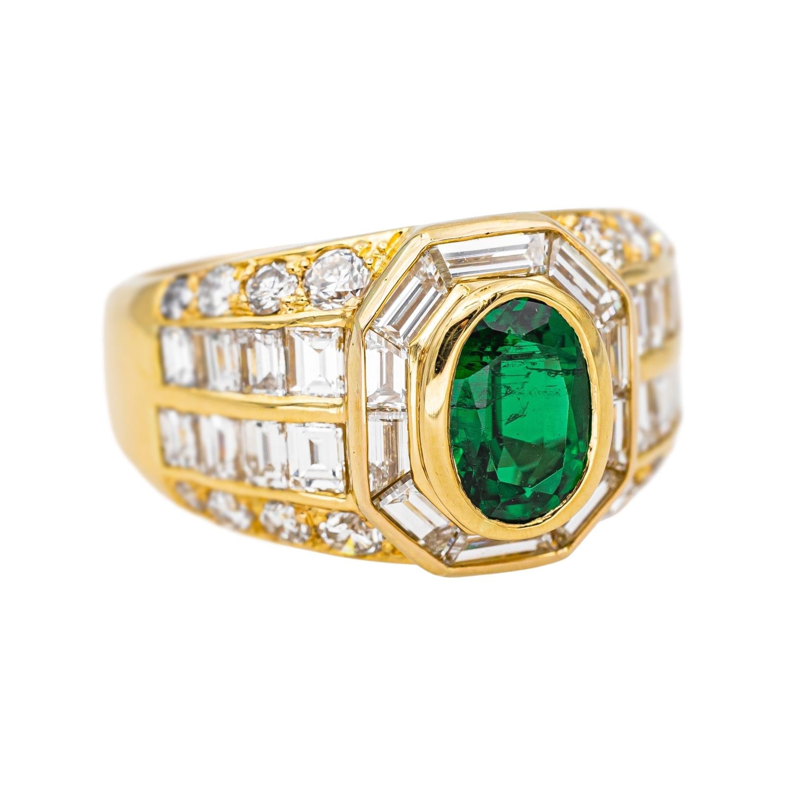 Bague Or jaune Emeraude, Diamant