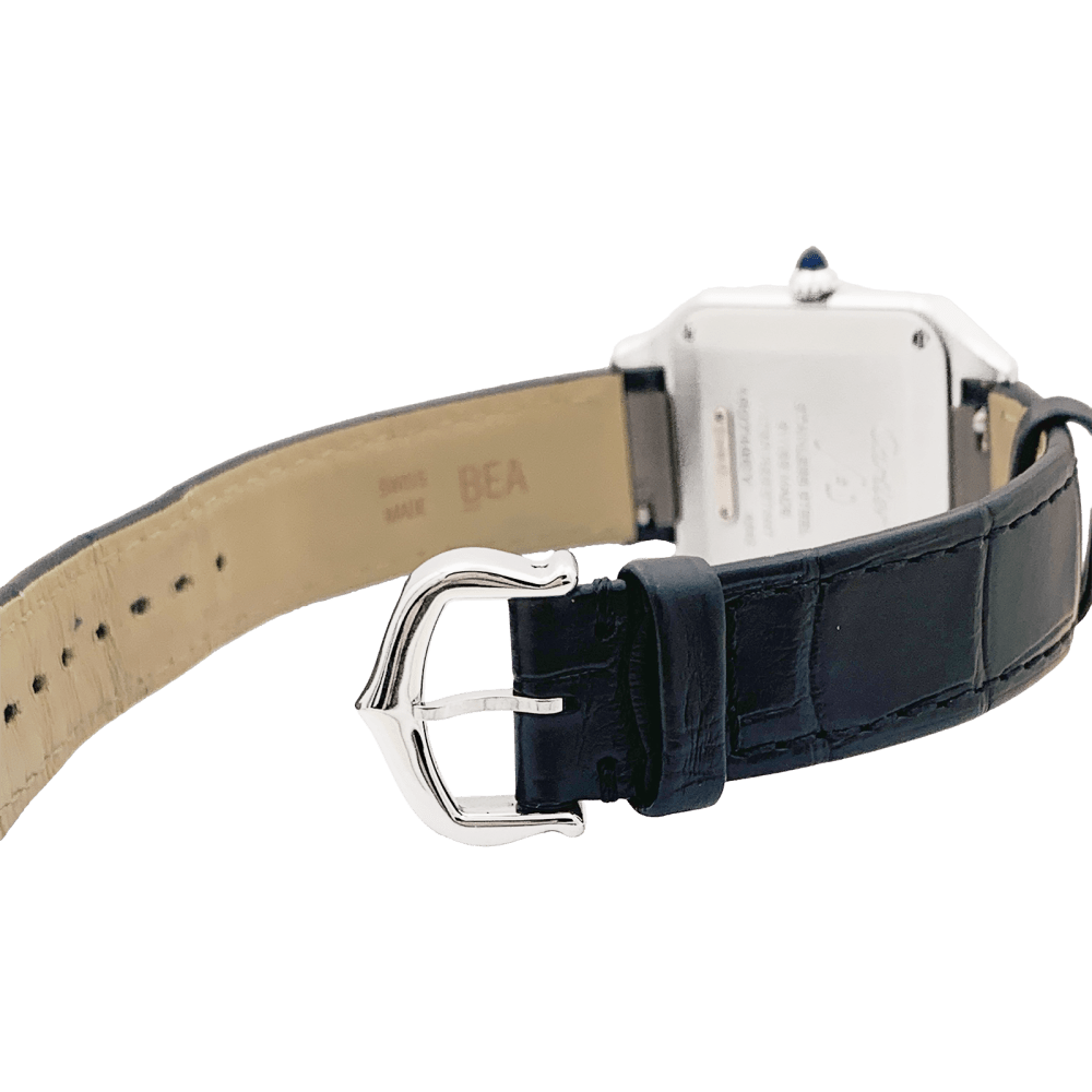 Montre Cartier, "Santos-Dumont", or, acier, cuir.