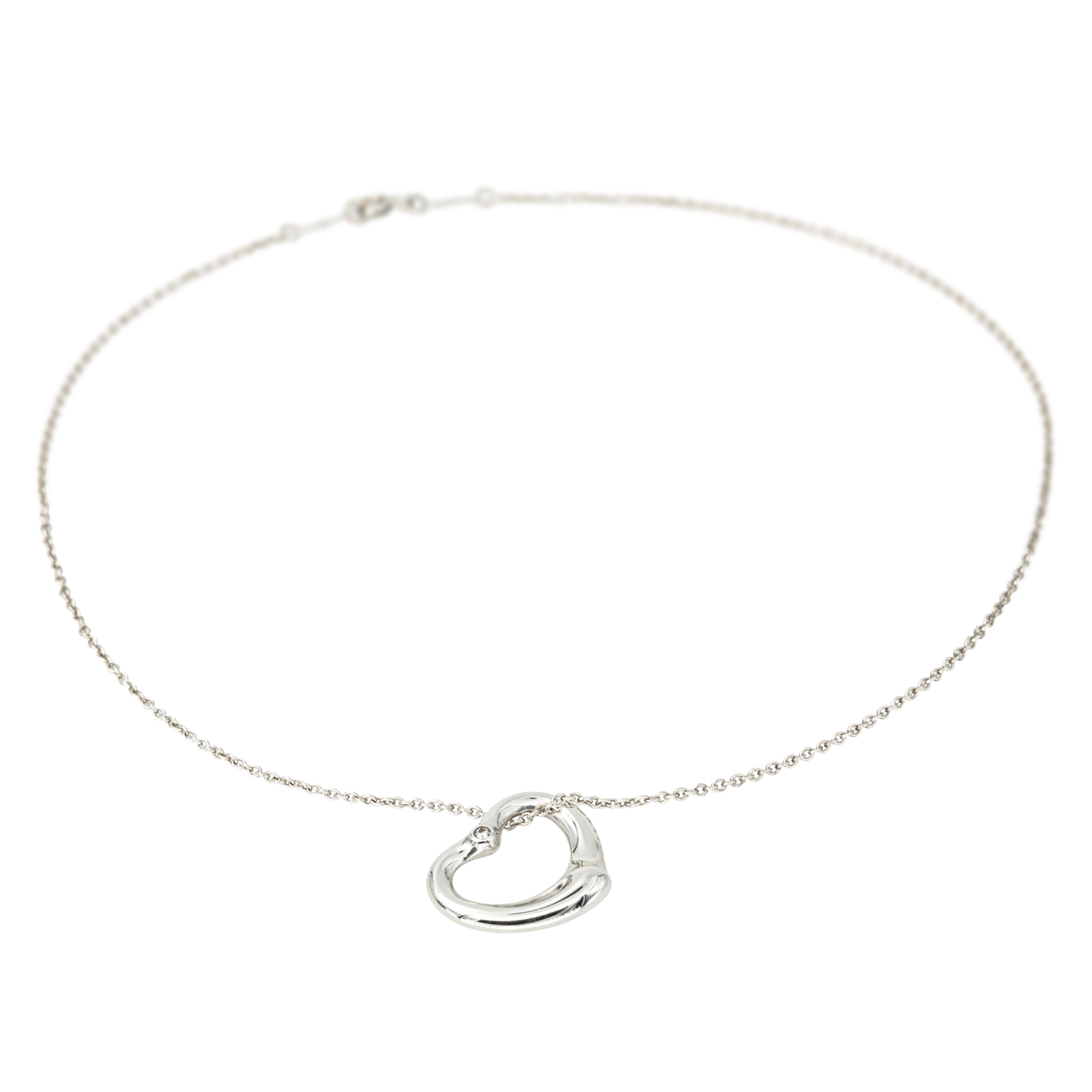 Tiffany & Co Collier Open Heart Argent Diamant