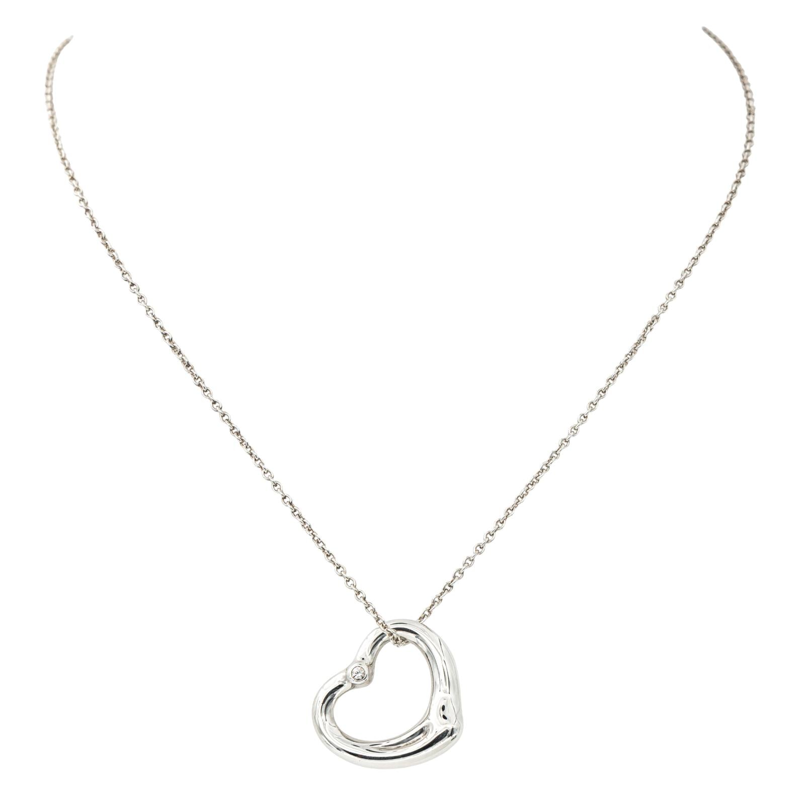 Tiffany & Co Collier Open Heart Argent Diamant