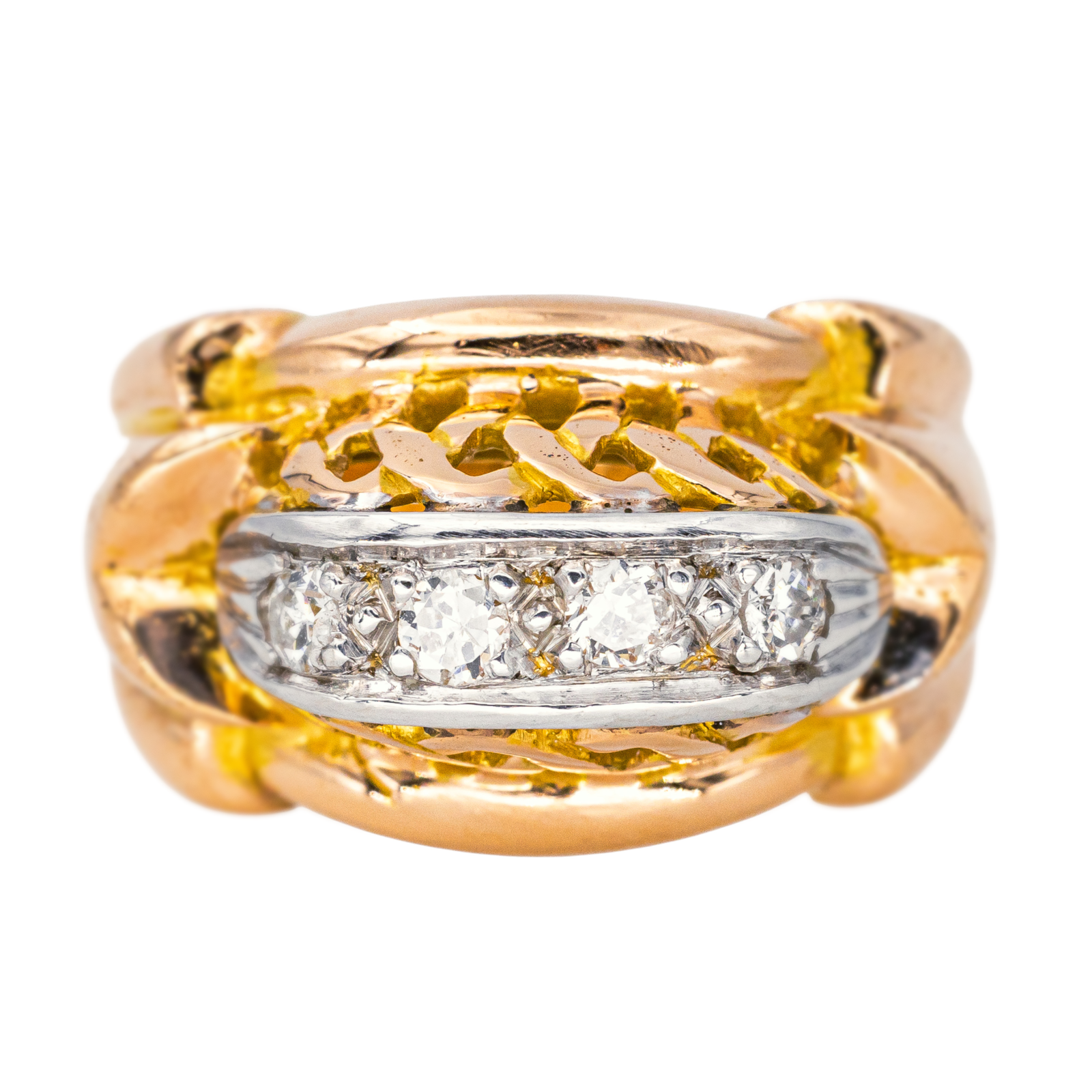 Bague Or rose, Platine Diamant