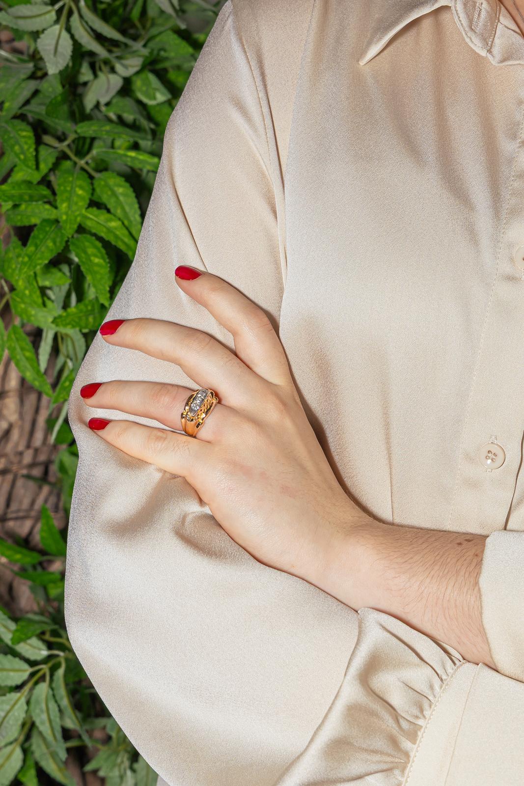 Bague Or rose, Platine Diamant