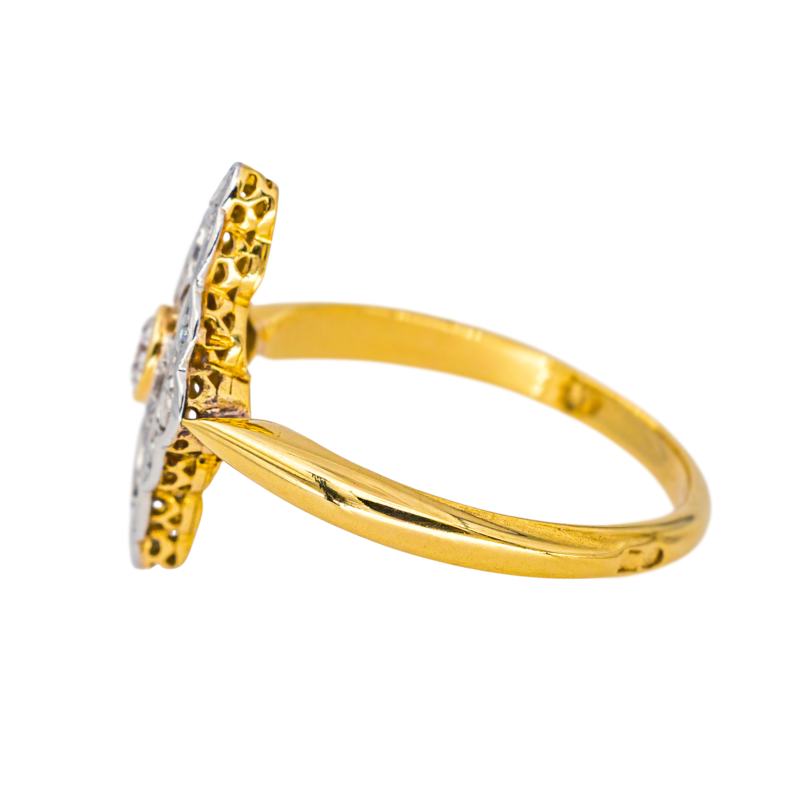 Bague Marquise Or jaune, Platine Diamant
