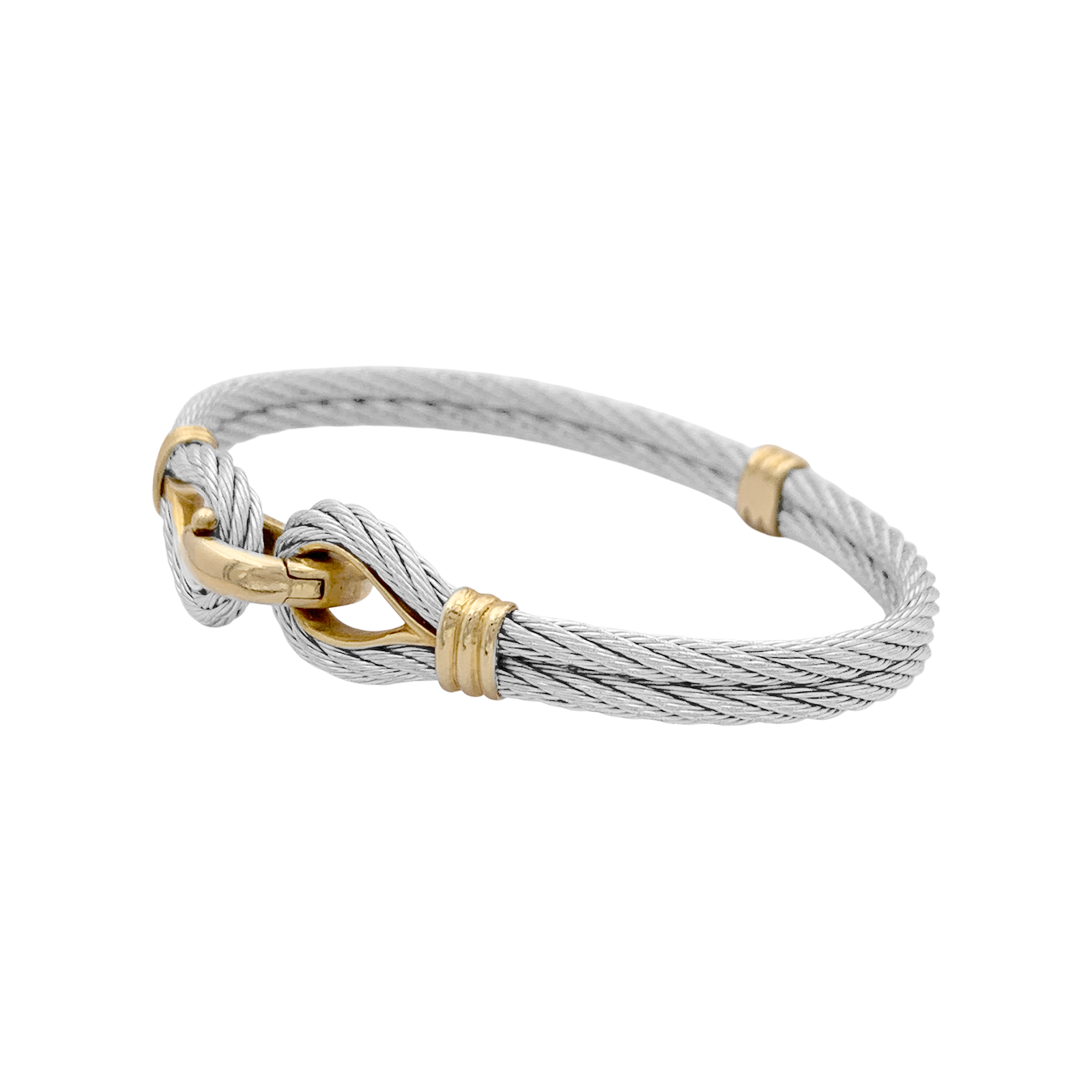 Bracelet vintage Fred, "Force 10", or jaune, acier.