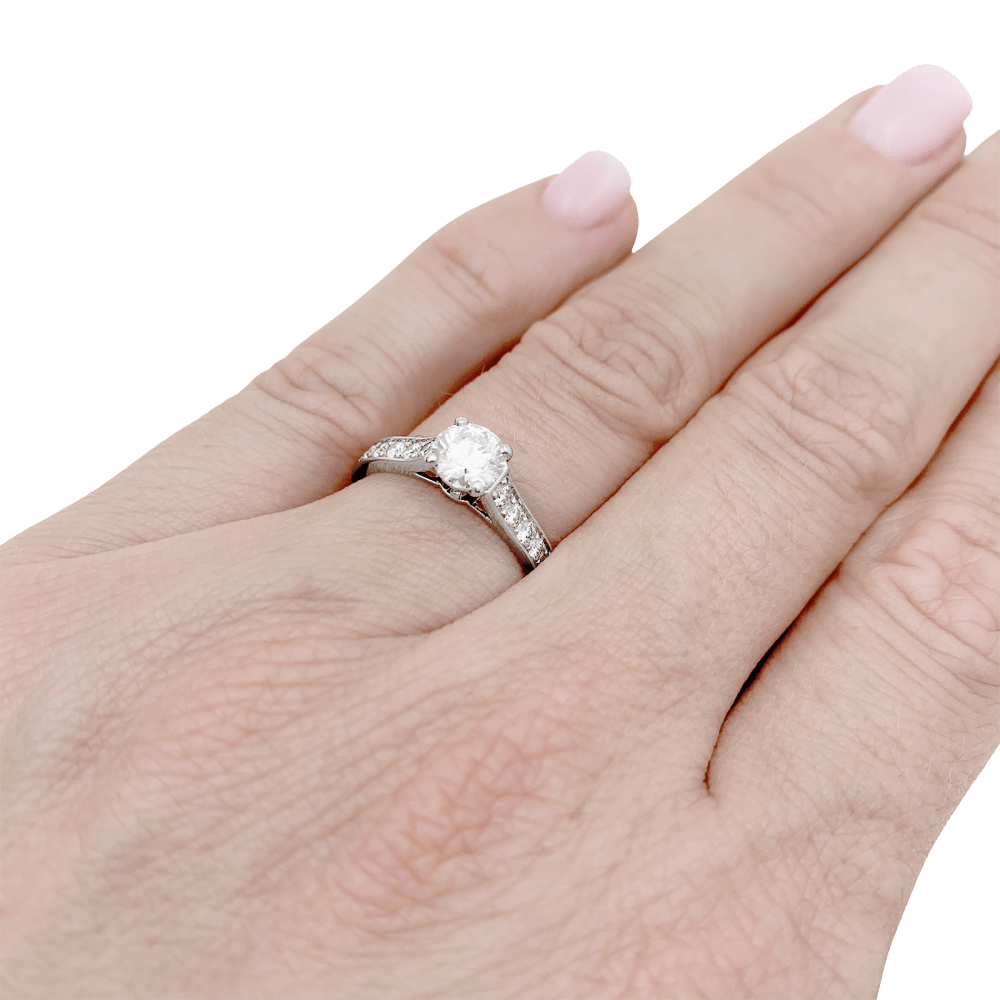 Bague Cartier, "Solitaire 1895" platine et diamants.