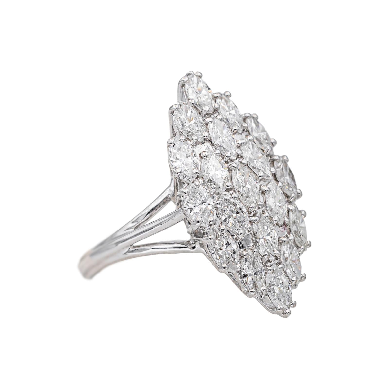 Bague Marquise Or blanc, Platine Diamant