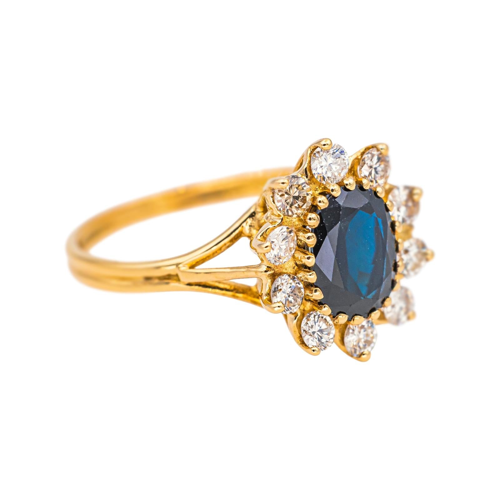 Bague Marguerite Or jaune Saphir, Diamant