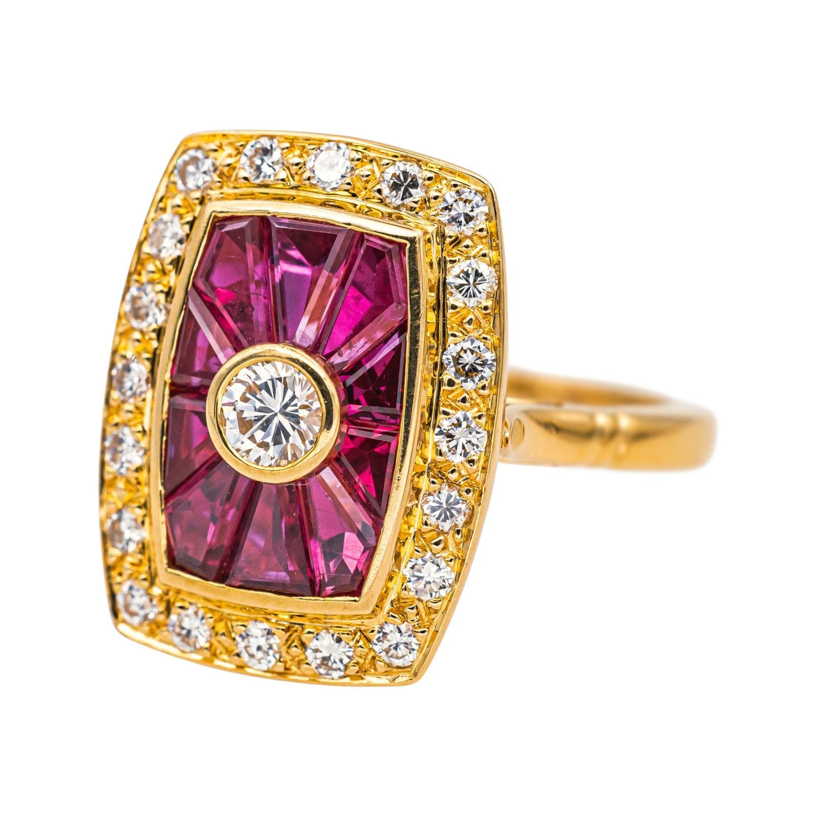 Bague Or jaune Diamant, Rubis