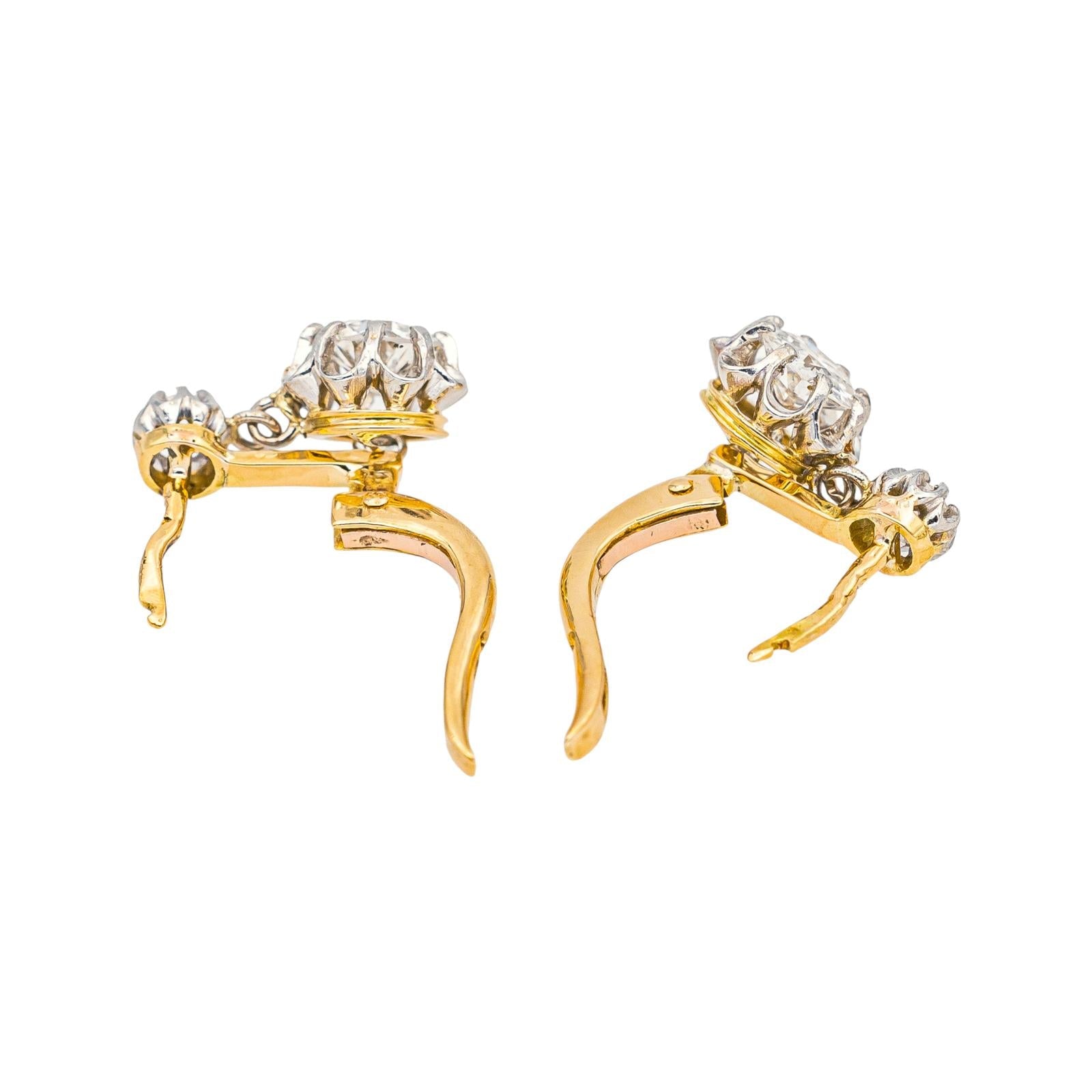 Boucles d'oreilles Dormeuses Or jaune, Platine Diamant