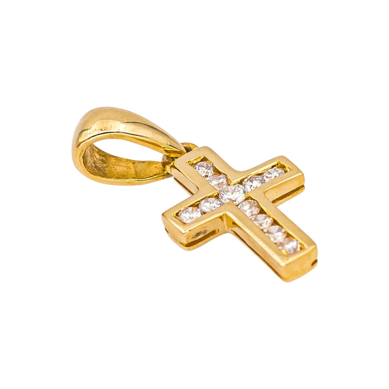 Pendentif Croix Or jaune Diamant