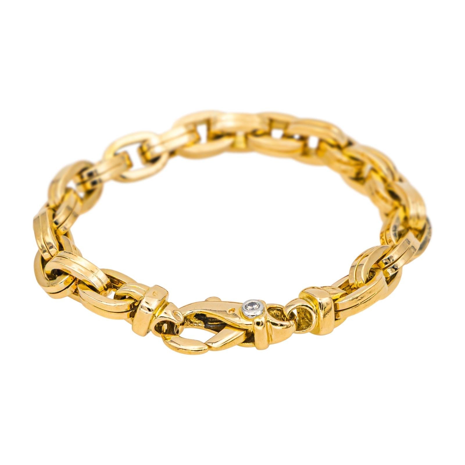 Gay frères Bracelet Maille forçat double fil carré  Or jaune, Or blanc Diamant