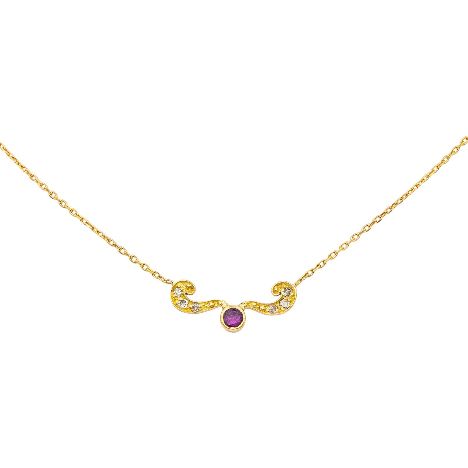 Collier Or jaune Rubis, Diamant