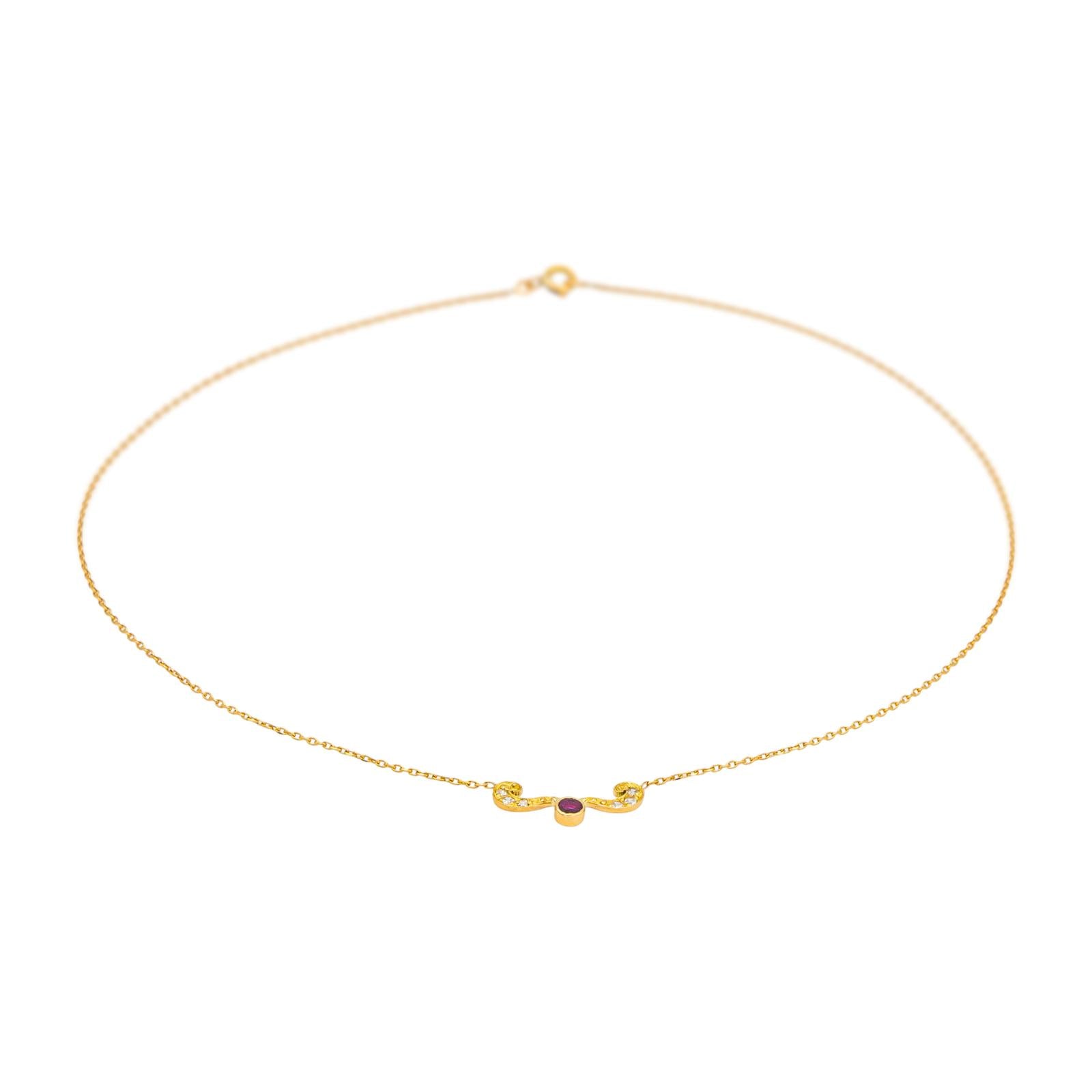 Collier Or jaune Rubis, Diamant