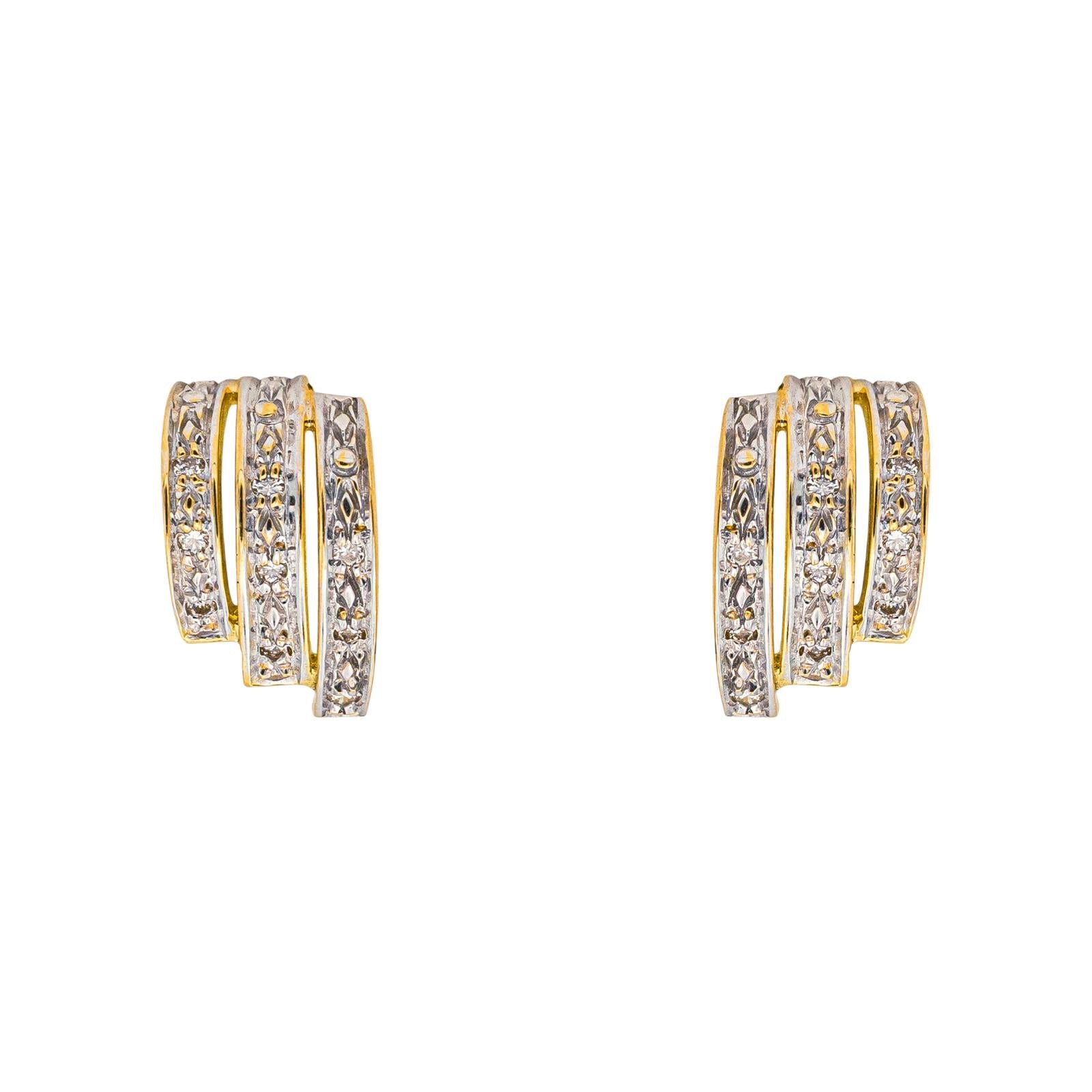 Boucles d'oreilles Or jaune, Or blanc Diamant