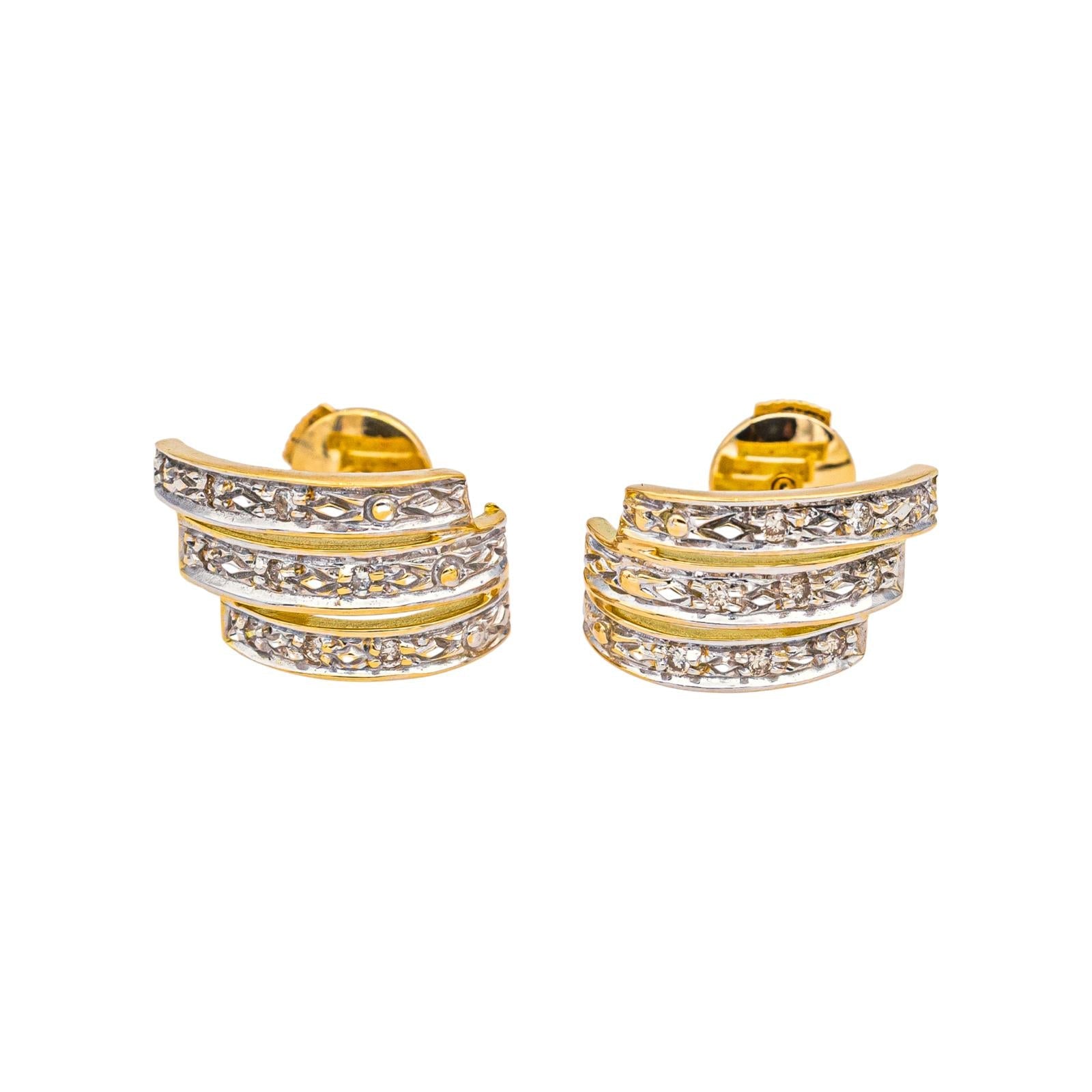 Boucles d'oreilles Or jaune, Or blanc Diamant