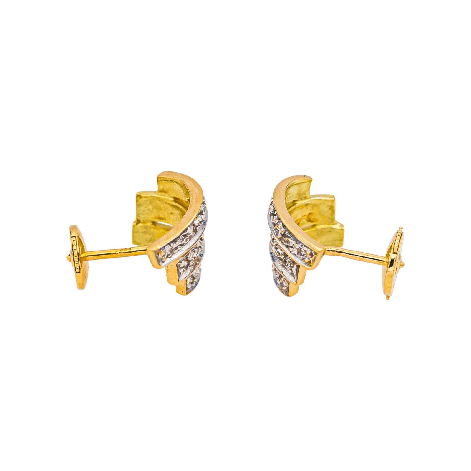 Boucles d'oreilles Or jaune, Or blanc Diamant