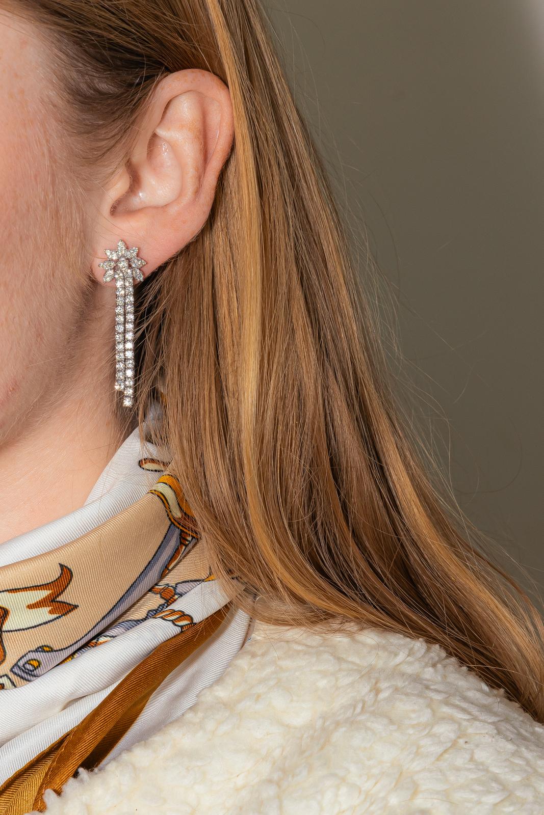 Boucles d'oreilles Pendantes Or blanc Diamant