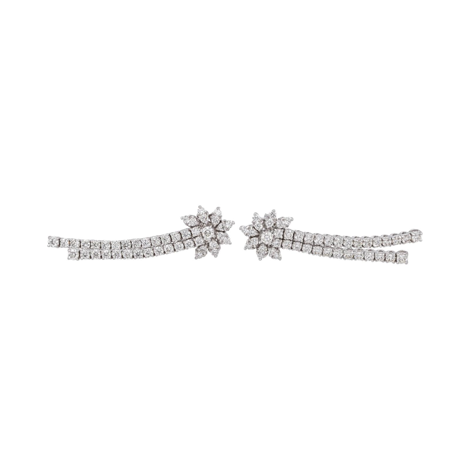 Boucles d'oreilles Pendantes Or blanc Diamant