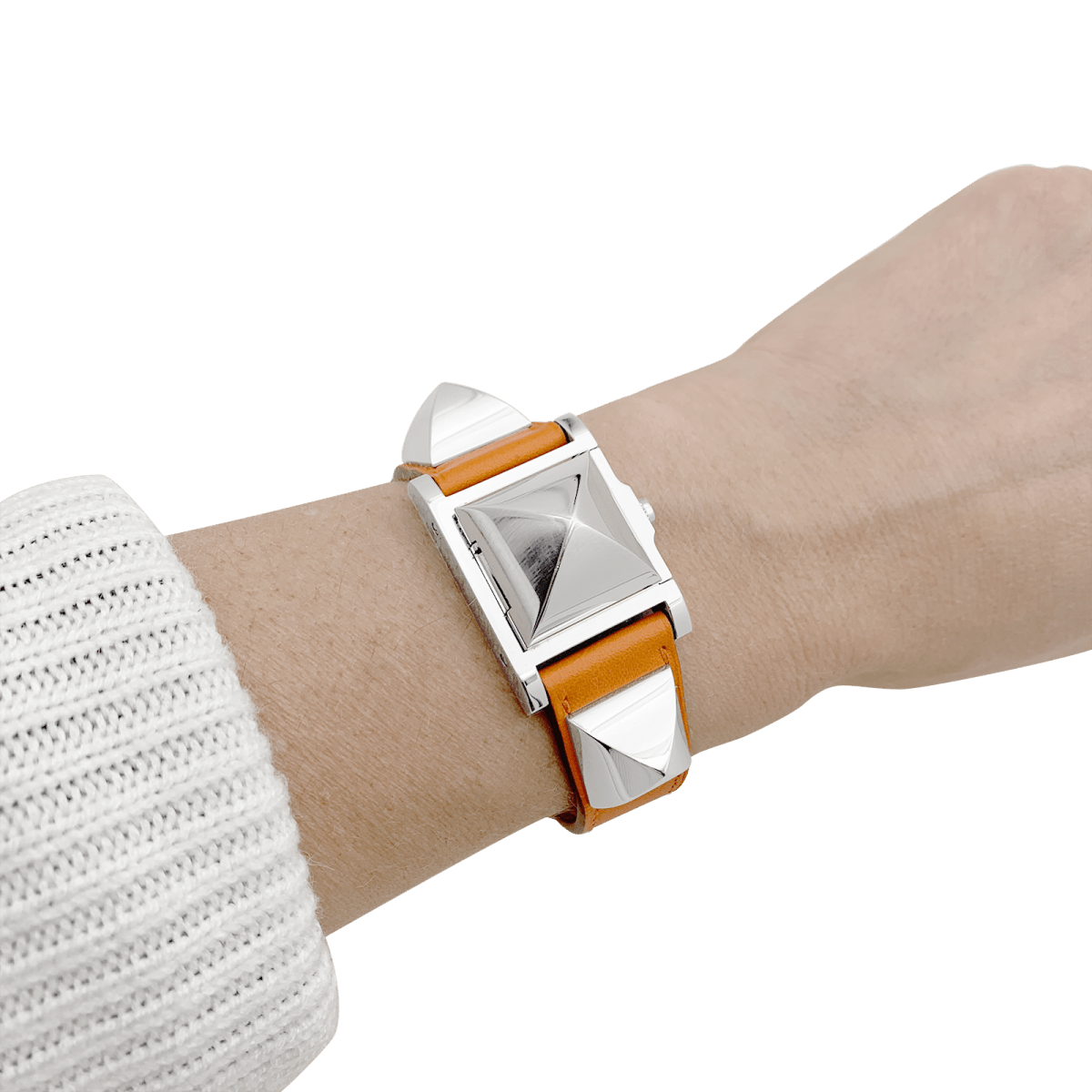 Montre Hermès "Médor" acier, cuir. - Maison Eloe