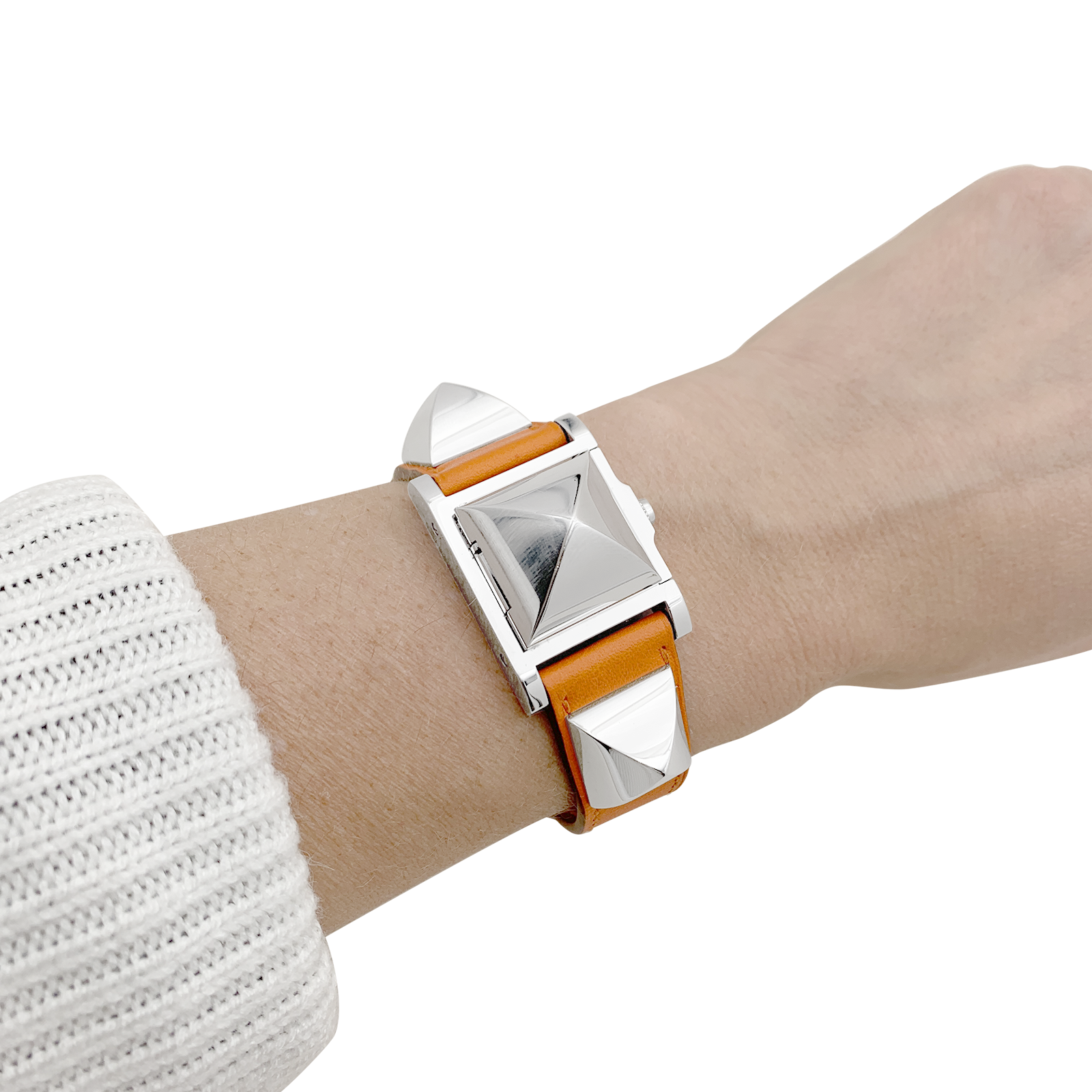 Montre Hermès "Médor" acier, cuir.