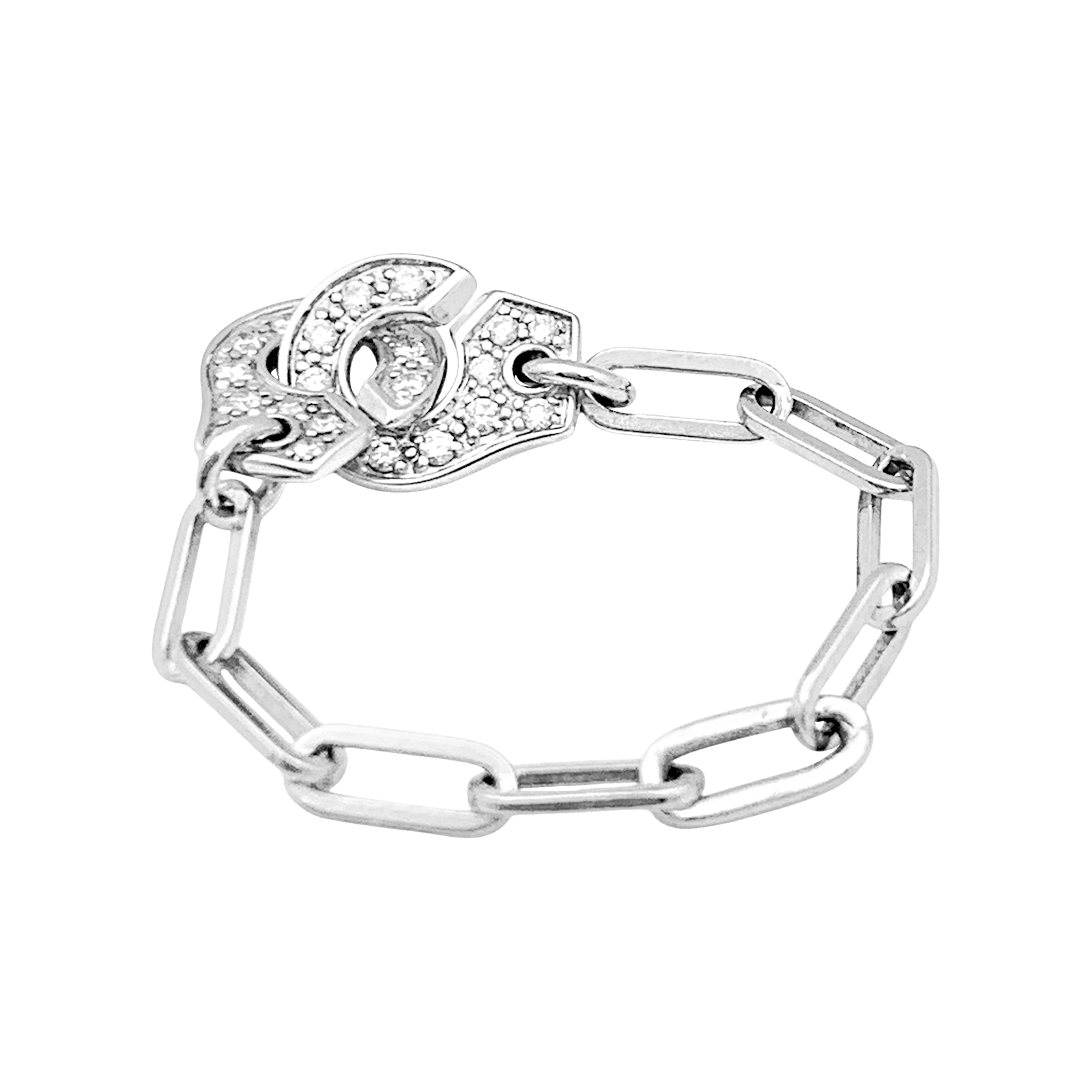 Bague Dinh Van, "Menottes R7.5", or blanc, diamants.