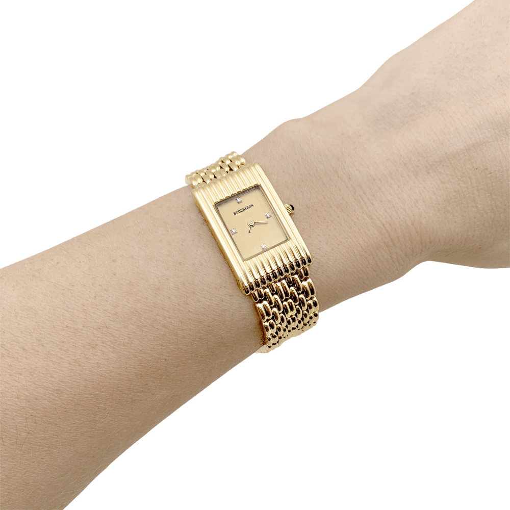 Montre Boucheron, "Reflet", or jaune, diamants.