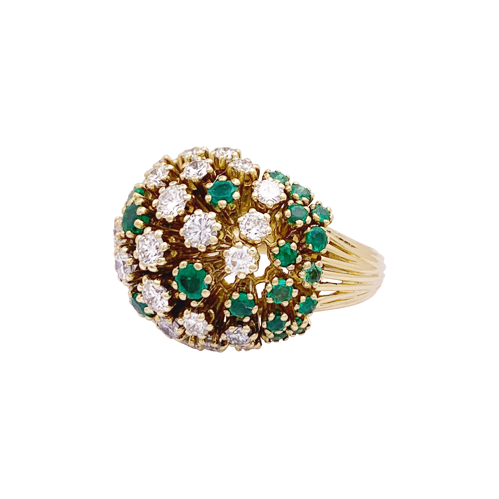 Bague Patek Philippe or jaune, diamants, émeraudes.