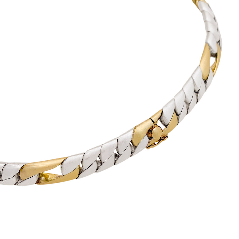 Collier Chaumet, "Gourmette", or jaune, argent.