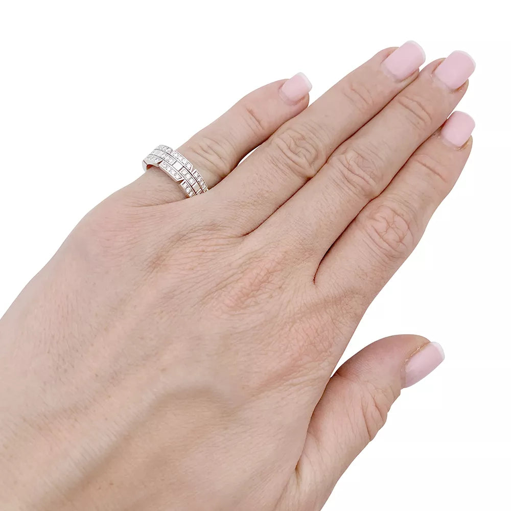Bague Cartier or blanc, diamants "Tank Française".