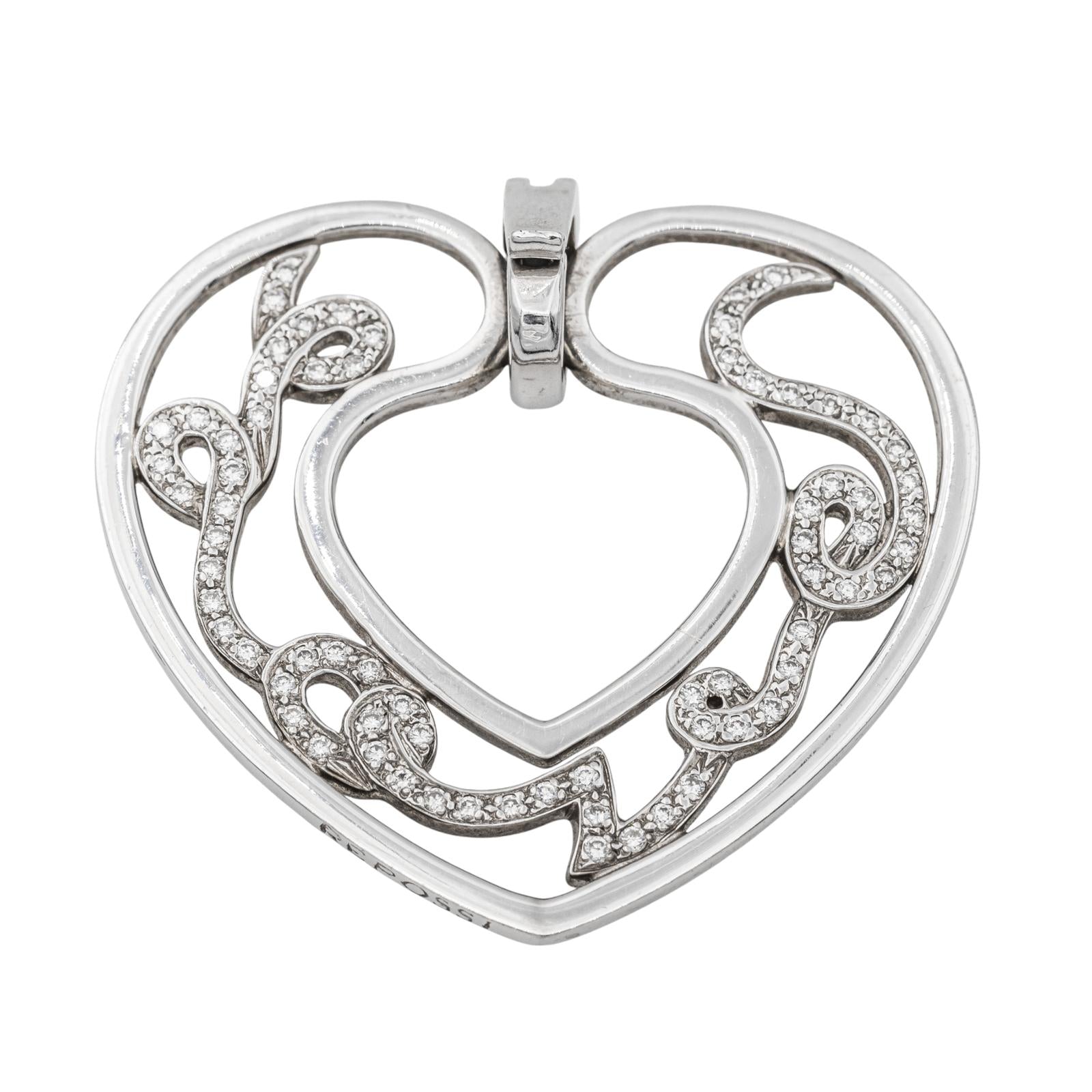 Repossi Pendentif Coeur Love Or blanc Diamant