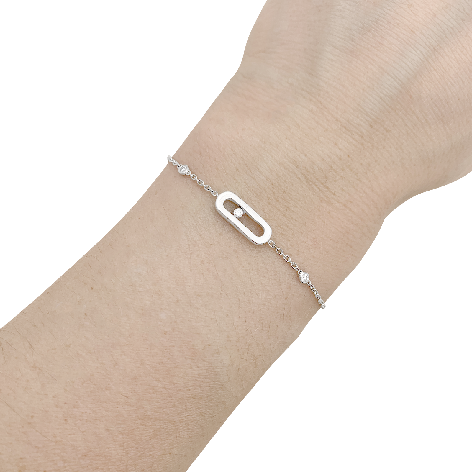 Bracelet Messika, "Move Uno", or blanc et diamants.