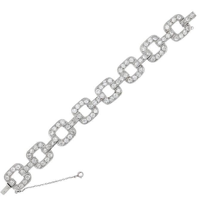 Bracelet ancien en platine, diamants taille ancienne.