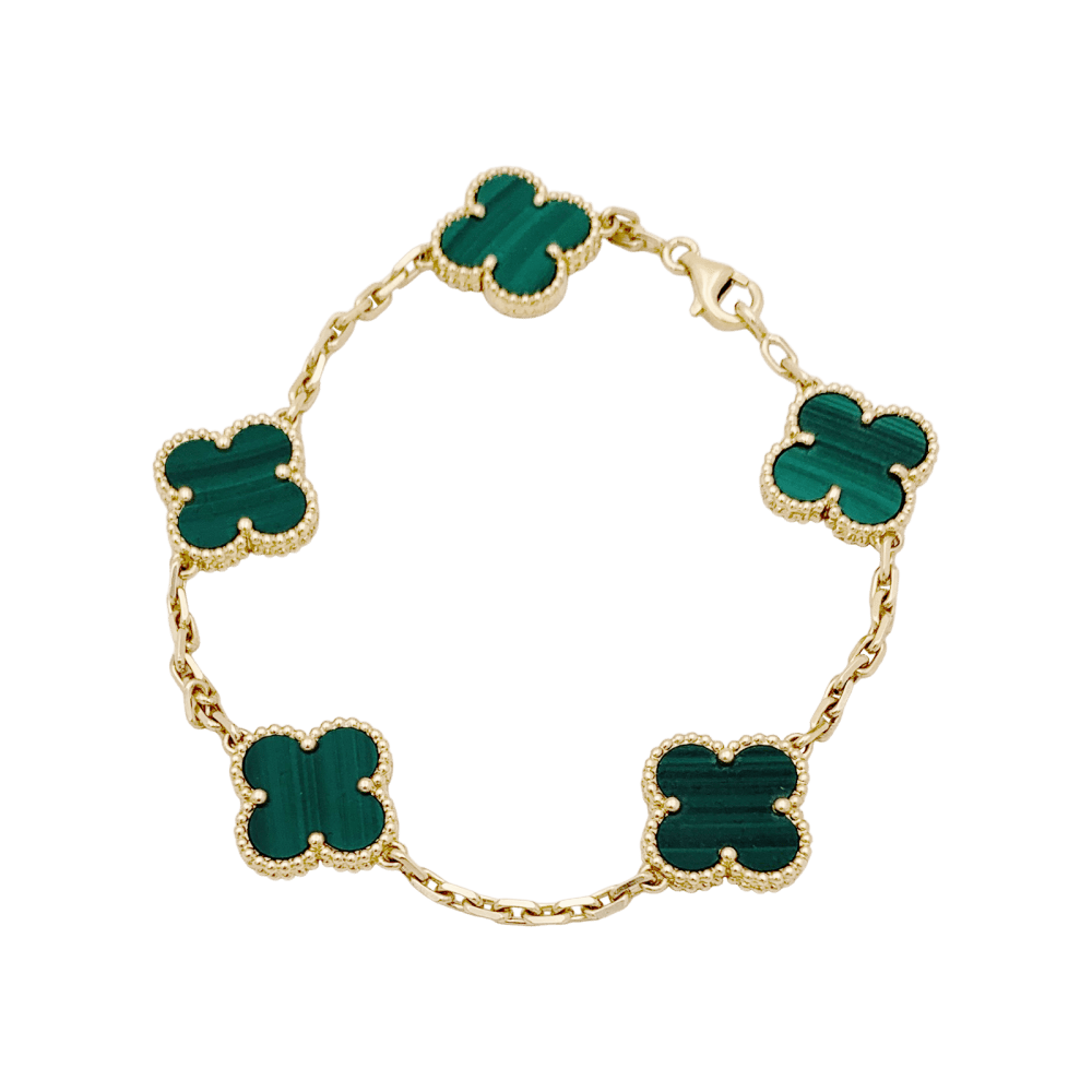 Bracelet Van Cleef & Arpels, "Vintage Alhambra", or jaune, malachite. - Maison Eloe