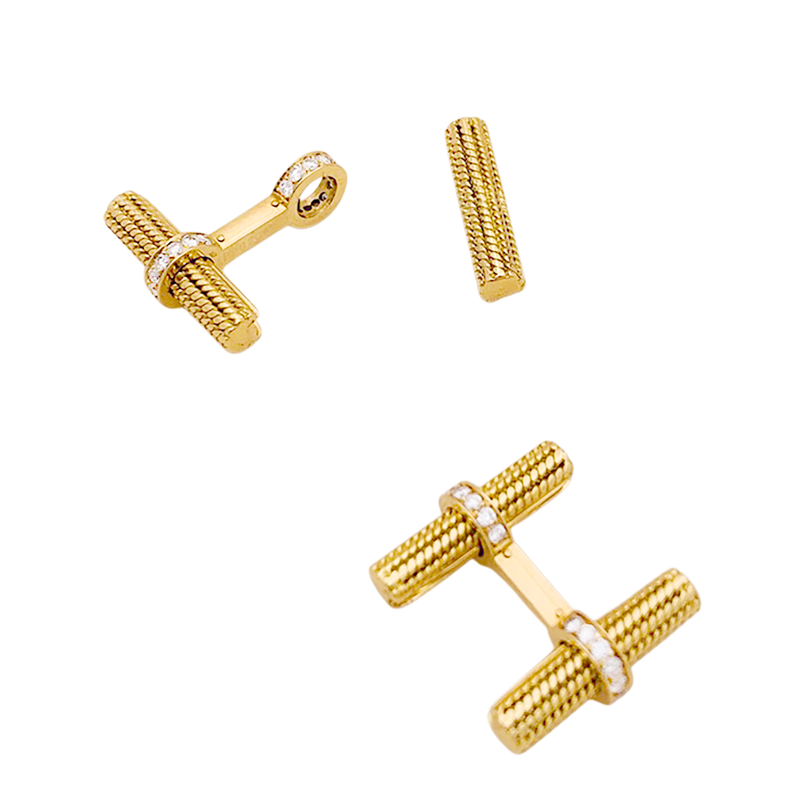 Boutons de manchette VAN CLEEF ET ARPELS, or jaune et diamants.