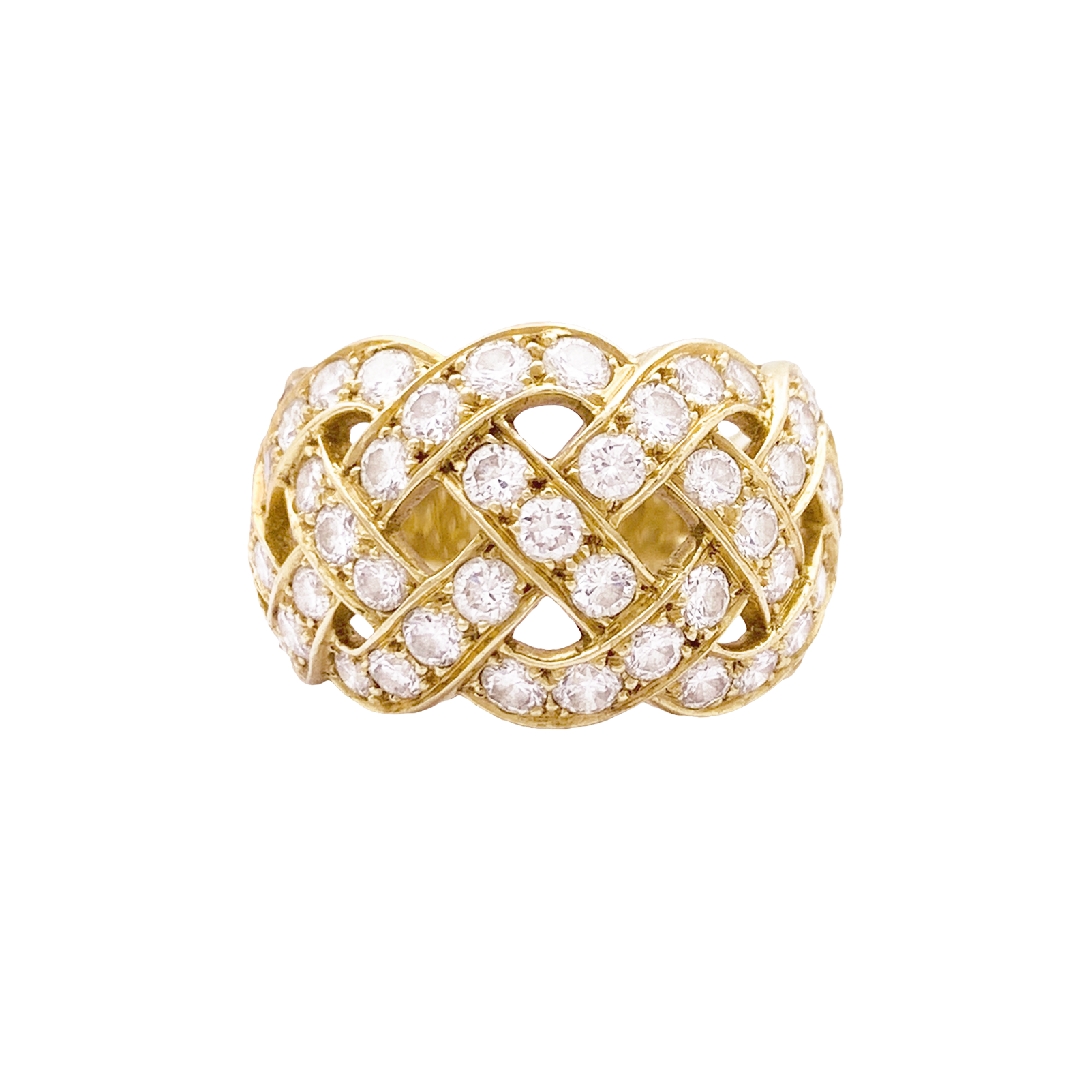 Bague Van Cleef & Arpels, « Tresse », or jaune 750/000, diamants.