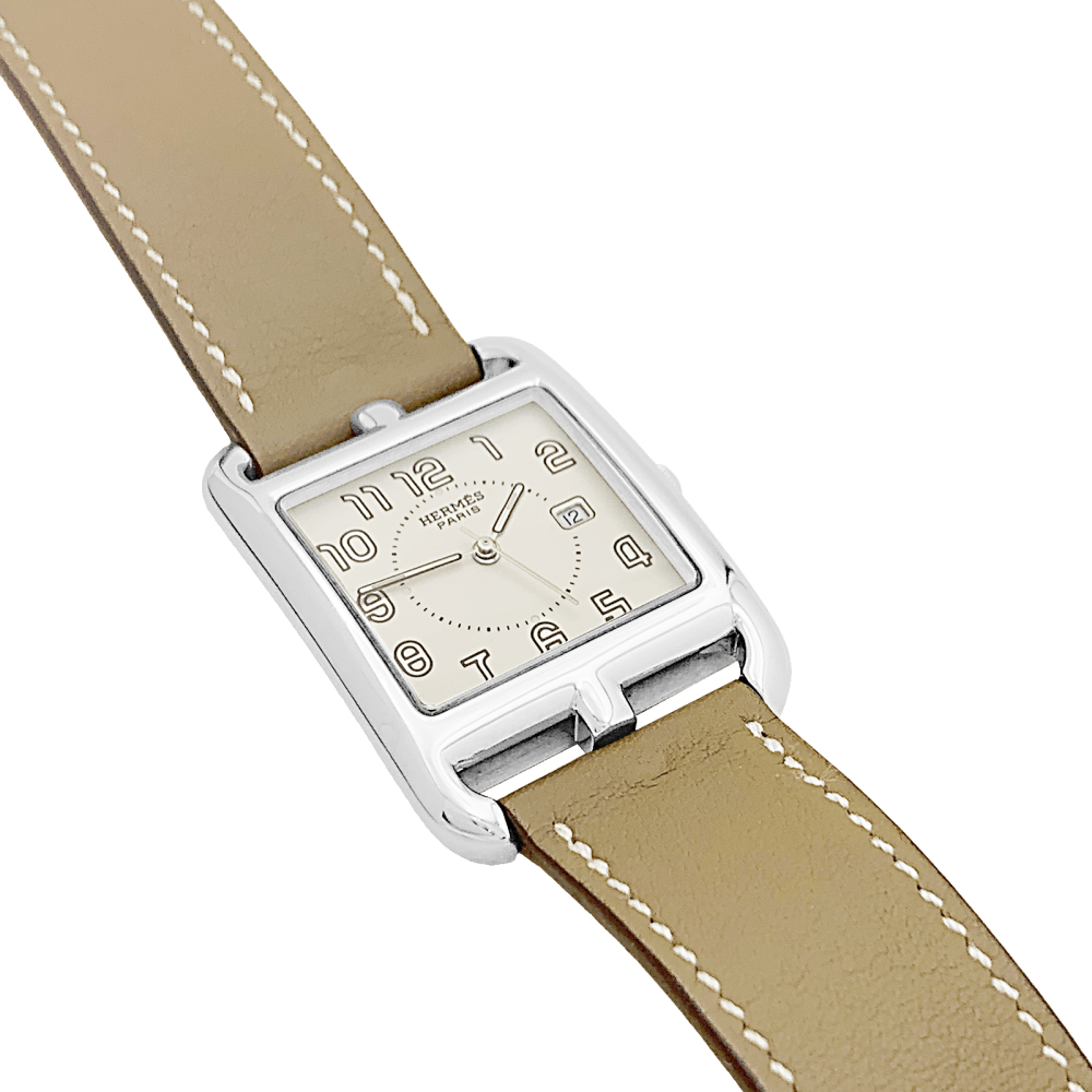 Montre Hermès, "Cape Cod", acier, cuir.