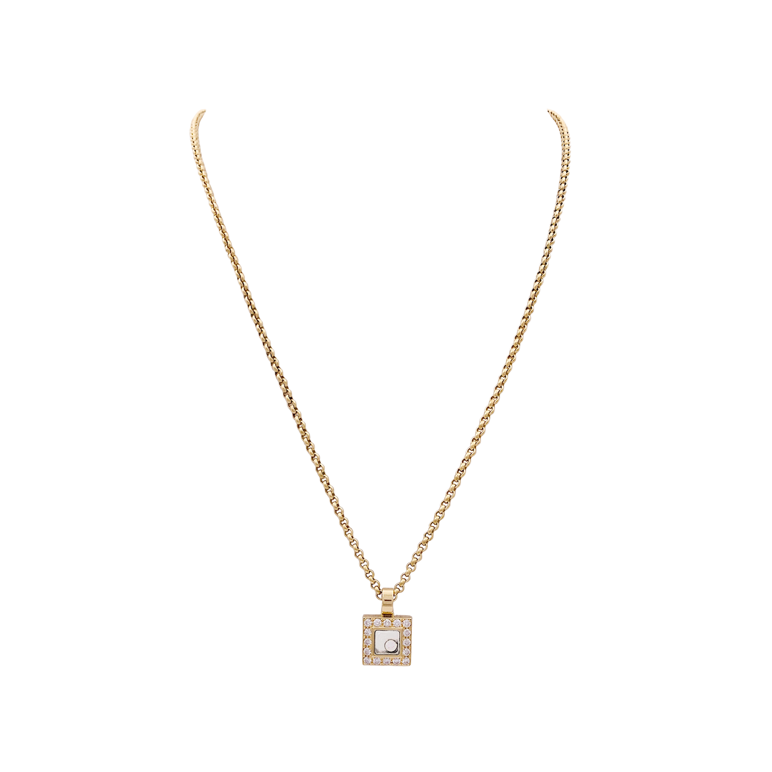 Collier Chopard, "Happy Square Diamond", or jaune, diamant.