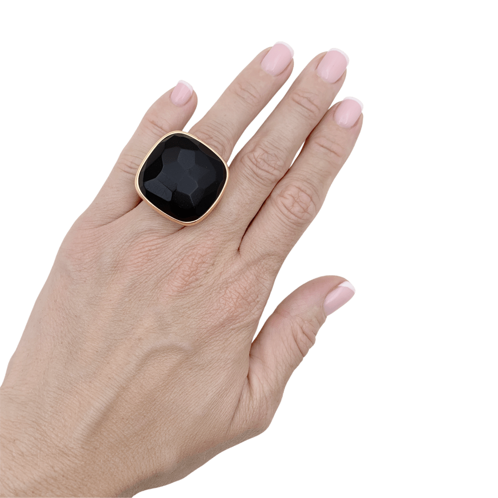 Bague Pomellato "Victoria", or rose, jais.