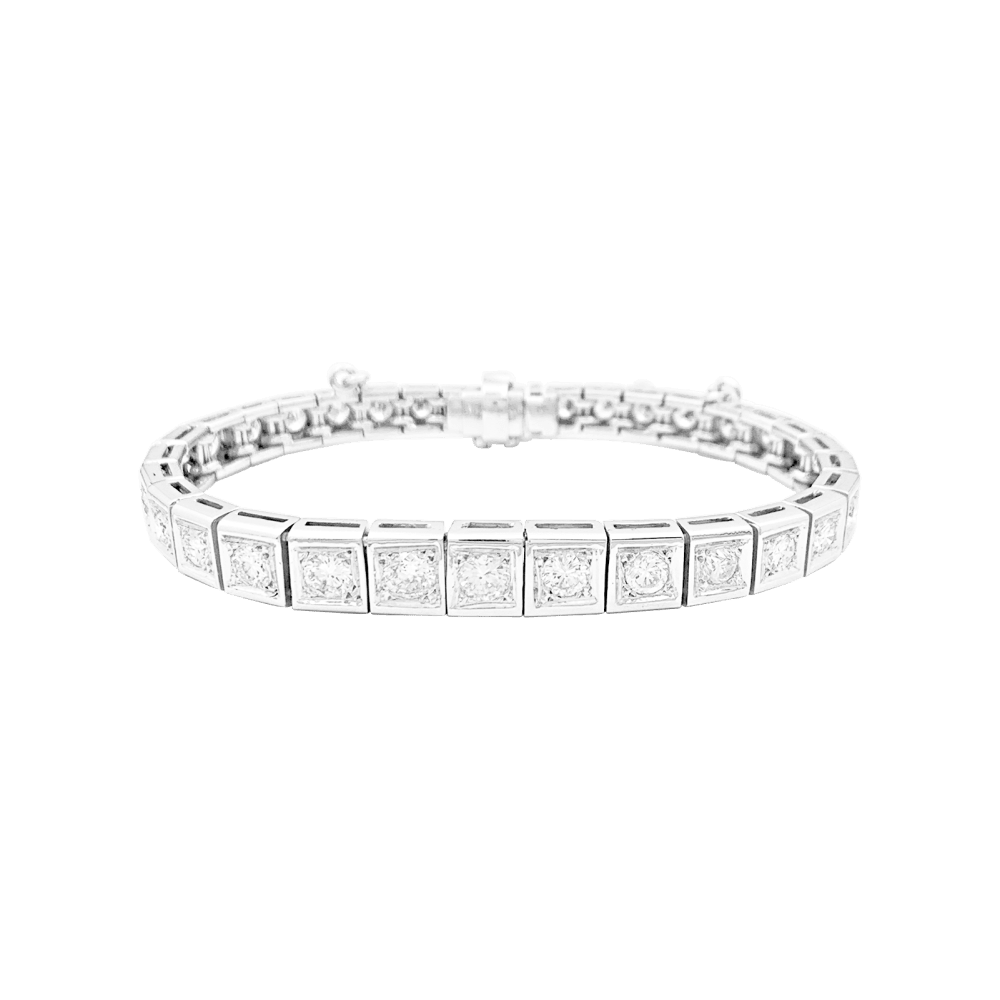 Bracelet ligne en or blanc, 4 carats de diamants.