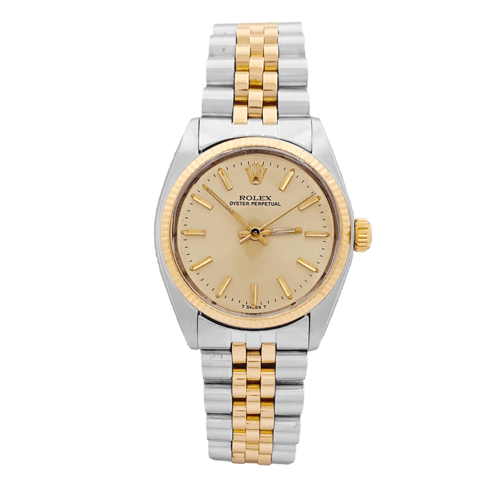 Montre Rolex, "Oyster Perpetual", or jaune et acier.