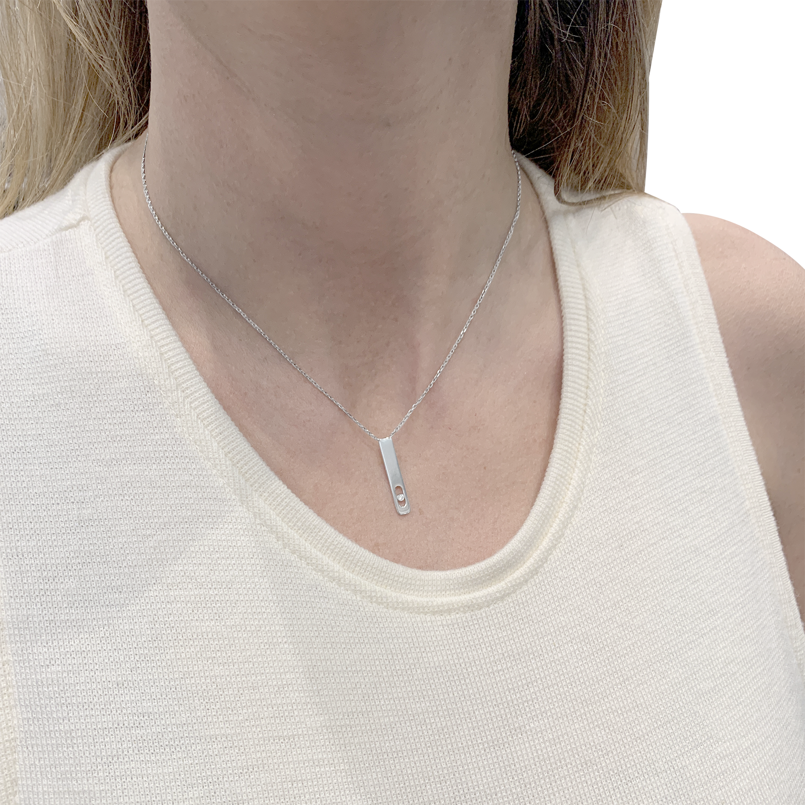 Collier Messika, "My First Diamond", or blanc, diamant.