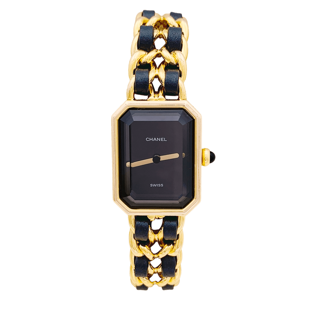 Montre Chanel, "Première", plaqué or, cuir.