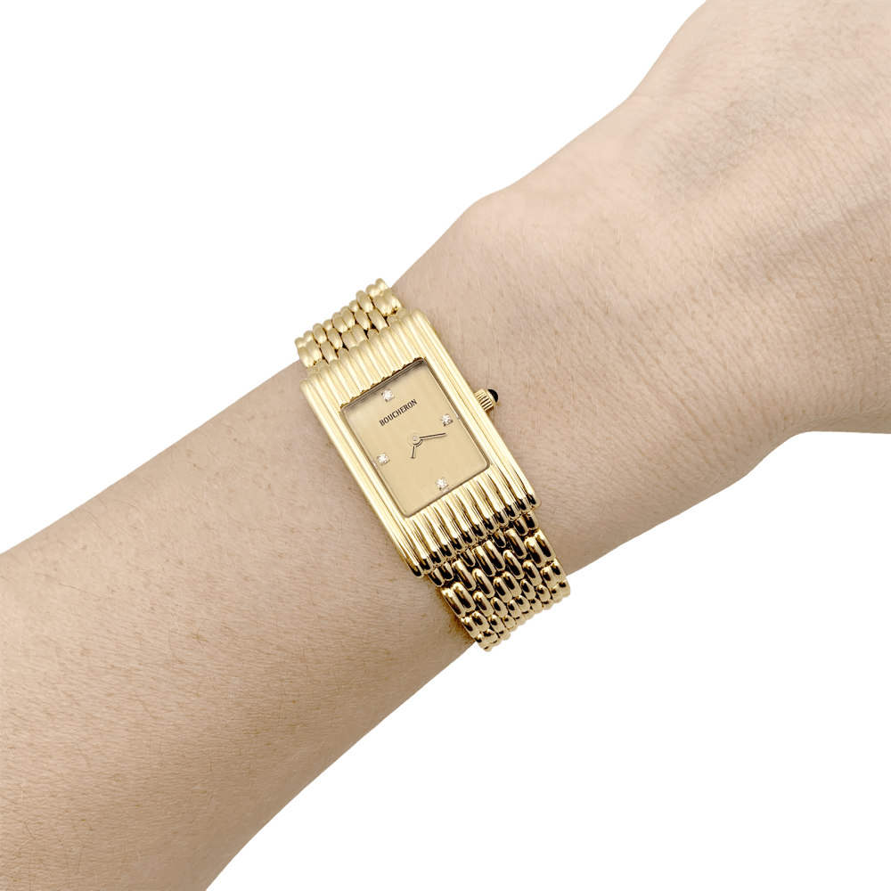 Montre Boucheron, "Reflet", or jaune, diamants.