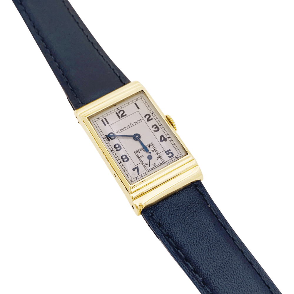 Montre Jaeger Lecoultre or jaune, cuir.