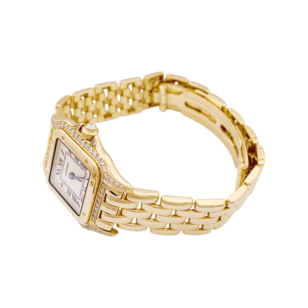 Montre Femme CARTIER Panthère, or jaune, diamants.