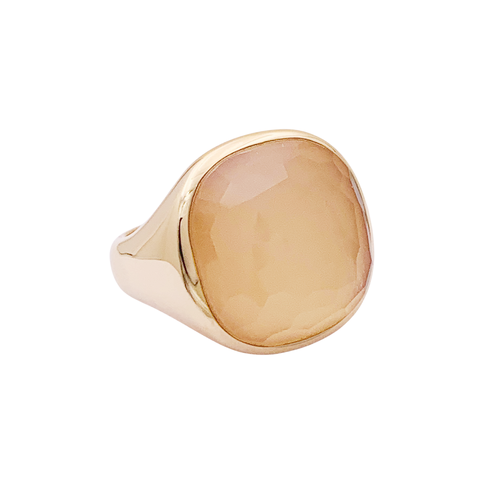 Bague Pomellato "Cipria" en or rose et quartz rose.